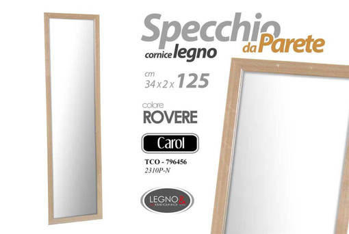 Legno&Disegno Specchio da Parete, Rovere, 30*1,5*120 cm
