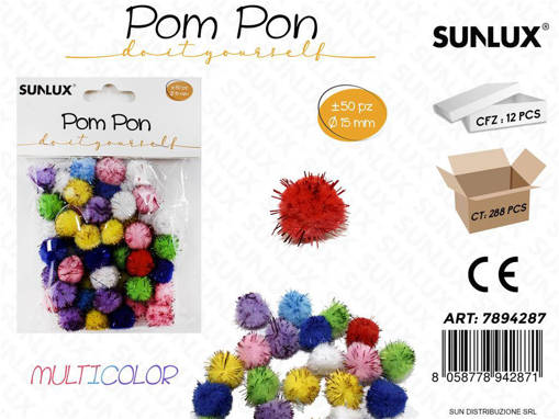 Pompon Multicolor D.15 Mm-50Pcs /Pz Da 12**