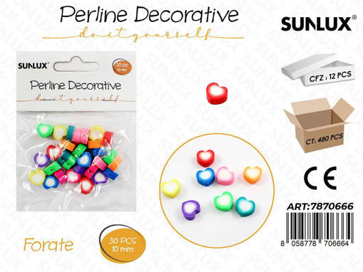Perline Dec. Forate Cuori Col. 30Pcs 10Mm /Pz Da 12**