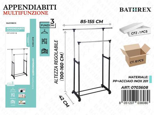 Bathrex Appendiabiti Doppio L.85-155Cm H100-160Cm