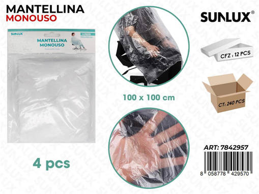 SANLUX MANTELLO MONOUSO 4PZ     100*100CM