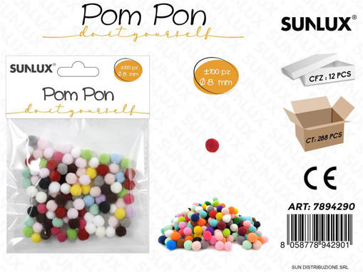 Pom Pon Colori Ass. 100Pcs D.8Mm /Pz Da 12**