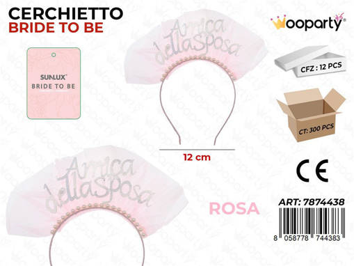 Sunlux Cerchietto Bride To Be Rosa 12Cm /Pz Da 12**