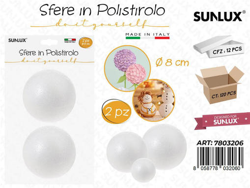 /Sfera Polistirolo 2Pcs D.8Cm