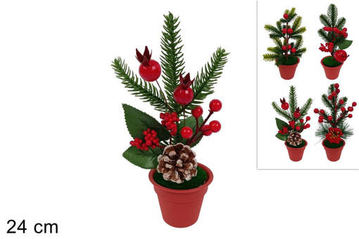 Piantina Decorata C/Bacche Pigne E Pallina Ass Xy21-143/144/145/146/147
