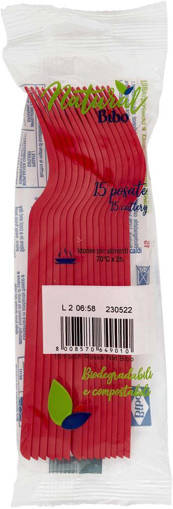 Bibo  15 Forchette standard in Bioplastica - rosse