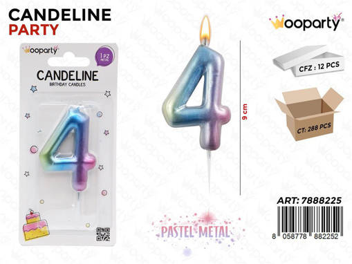 Candeline Pastel Metal N. 4 9Cm /Pz Da 12**