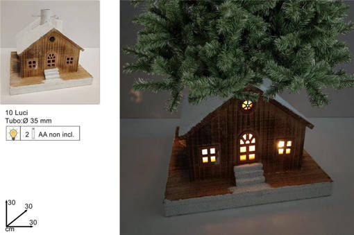 Casa Base Albero 30 Cm Con Luce Batteria Hcm22070-30