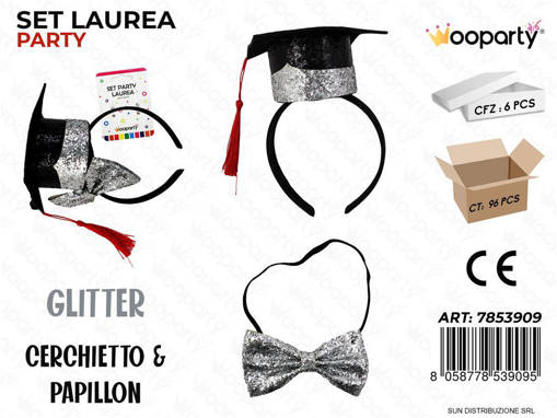 Wooparty Set Party Laurea Glitter 2Pcs /Pz Da 6**
