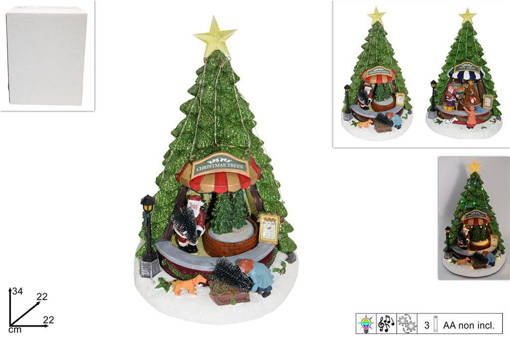 Giostrina Albero Di Nat C/Babbo Nat C/Luci Mov Suono Batt 2Ass Df63488(1)
