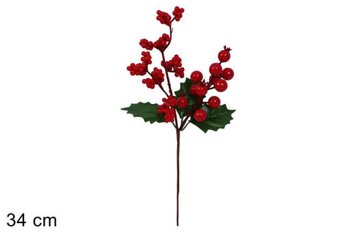 Spillone Bacche C/Foglie Verdi 34 Cm Ty88-826020Sg-1/Gr.Leaves