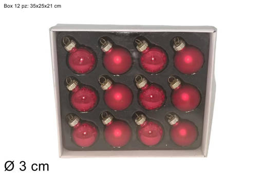 Palla Vetro 3Cm Set 12Pz Rosso In Box Yj24046R
