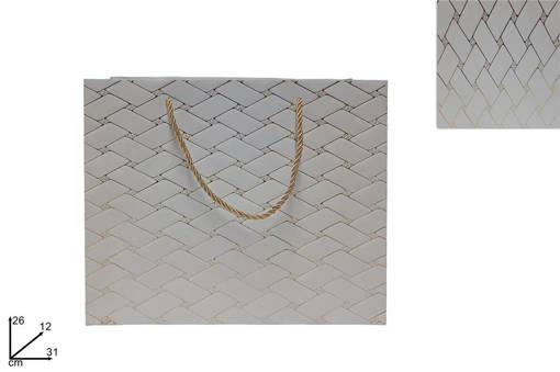 Busta Regalo 31X26X12 Effetto Trapunta Beige Oro V9-2306-Be