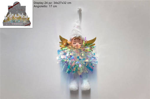 Appendino Angioletto 17 Cm Con Vestito Rainbow In Display Xcn96660