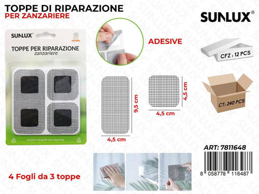 TOPPE RIPAR. ADV ZANZARIERE NERO 4FF 12PCS MIS. ASS. /PZ DA 12**