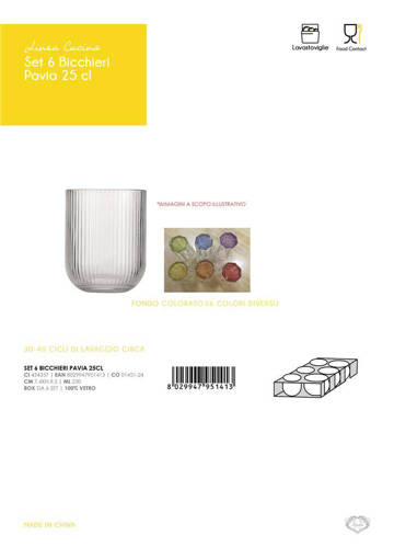 Zambetti Set 6 Bicchieri Pavia 25 Cl