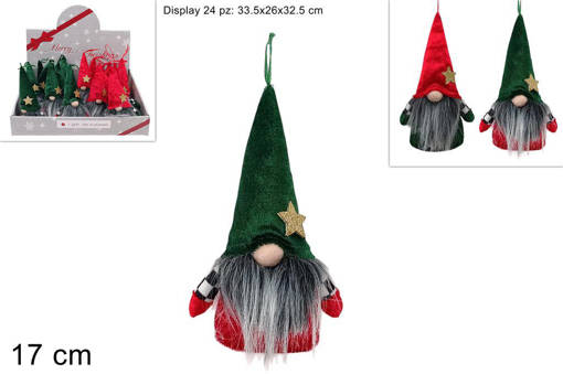 Appendino Gnomo 17Cm Con Cappello Velluto 2Col