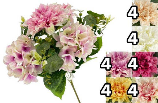 BOUQUET DALIA ORTENSIE 48CM 6 ASS.