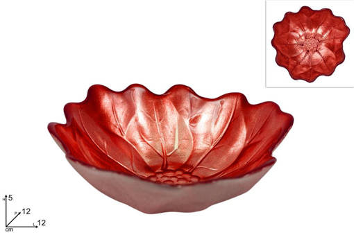 Ciotola Vetro Fiore Rosso
