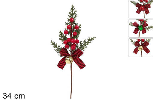 Stelo 34Cm Bacche C/Fiocco Scozzese C/Campanellino 3Ass