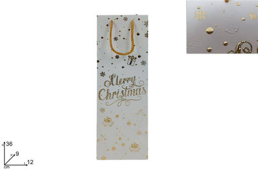 Busta Regalo "Merry Christmas" Oro 36 X 12 X 9 Cm