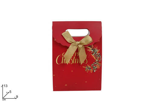 Busta Sacchetto Natalizia Rossa Merry Christmas 9X13X5
