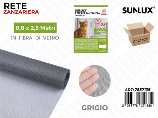 SUNLUX RETE PER ZANZARIERA GRIGIO 0.8*2.5MT