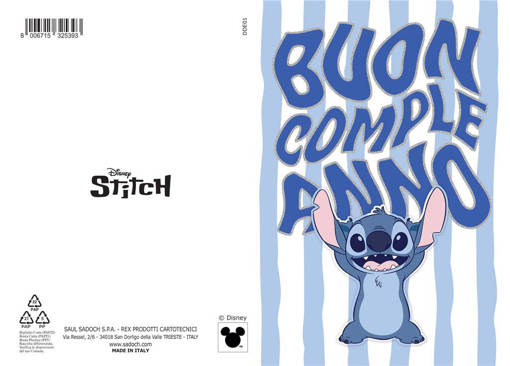 Marpimar - Biglietto Stitch Compleanno DDE01