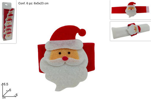 Anelli Portatovaglioli St 6Pz  Decoro Babbo Natale 2Col