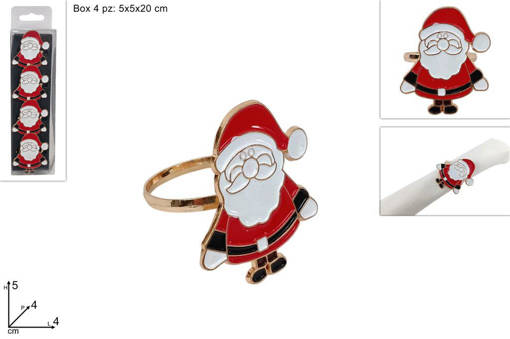 Anelli Portatovaglioli Babbo Natale Set 4 Pz In Box Pvc