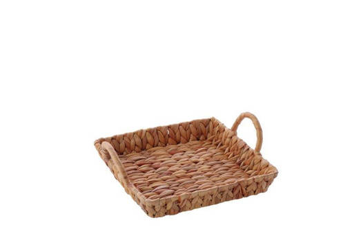 water hyacinth square tray with handles cm. 28 x 24,5 x h. cm. 10 with hangtag