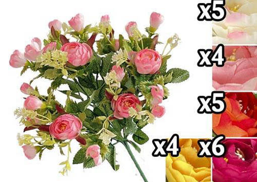 BUSH COMPOSIZIONE FIORI E BOCCIOLI 33CM 5 ASS.