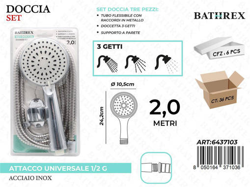 Bathrex Set Doccetta 3Getti Con Tubo 2.0M