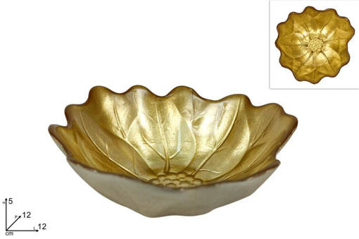 Ciotola Vetro Fiore Oro