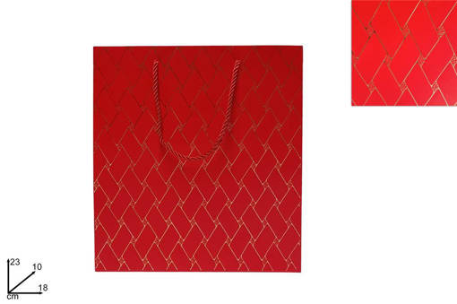 Busta Regalo 18X23X10 Effetto Trapunta Rosso Oro