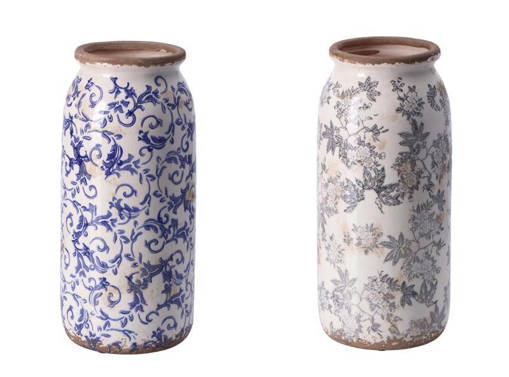 Ceramic vase with flower pattern ass. 2 models diam. cm. 14 x h. cm. 32