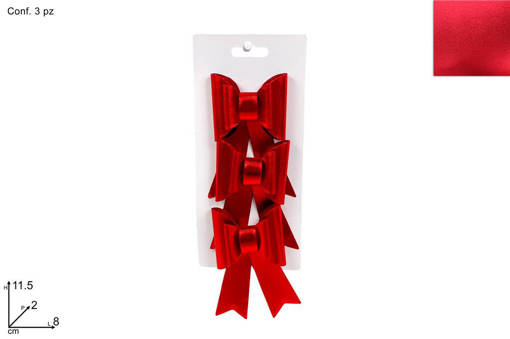 Doppio Fiocco Laminato 11.5Cm Rosso Set 3Pz