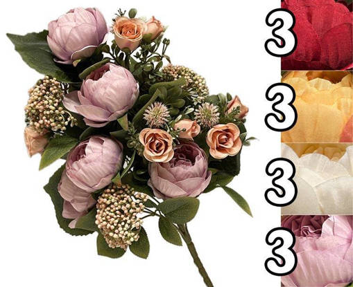 BUSH 12 FIORI PEONIE E BOCCIOLI GLANCE H.50CM 4 ASS.