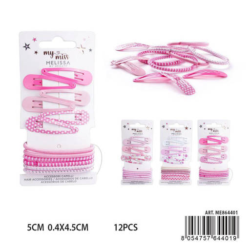 Melissa Elastico Capelli 4.5Cm 6Pz+Clip 5Cm 6Pz