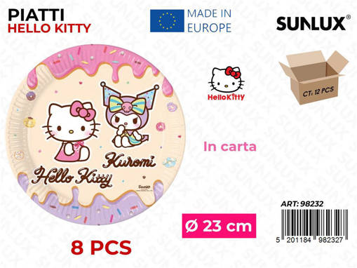 Piatti Monouso Carta Hello Kitty D.23Cm 8Pcs