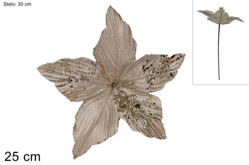 Stelo Fiore Velluto Glitter 25 Cm Champagne