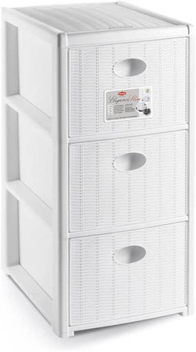 Stefanplast Cassettiera Elegance Slim 3 Cassetti, Bianco
