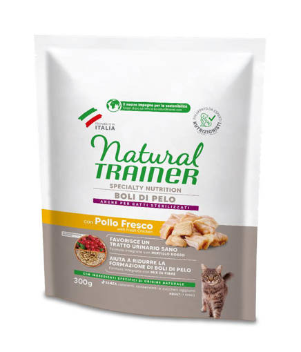 Natural Trainer Gatto Boli di Pelo Pollo 0,3Kg