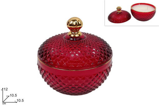 Potiche In Vetro C/Candela Rosso
