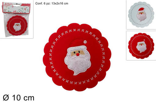 Sottobicchieri Feltro St 6Pz  Decoro Babbo Natale 2Col