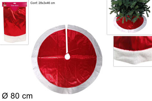 Tappeto Albero 80 Cm Laminato Rosso Con Bordo Bianco