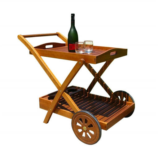 Trolley Bar con Ruote in Legno di Acacia Massiccio AC805052