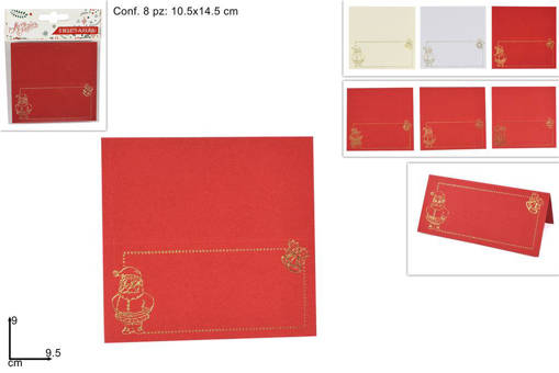 Bigliettini Auguri Natale Decorati Set 8Pz 3Col Ys13-Xtjk-8W/Bg/8R