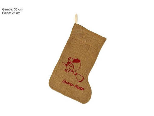 CALZA BEFANA JUTA 36*23CM ART. CM/S/01-WIT