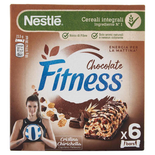 FITNESS Cioccolato Barrette di cereali con frumento, avena integrale e cioccolato 6 pezzi da 23,5g